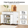 SoBuy FKW133-WN Isola Cucina con Ruote – Carrello Cucina Salvaspazio con Cassetto e Ripiano Regolabile – Mobiletto Cucina con Piano di Lavoro, da Pranzo o per Penisola Cucina, Bianco 99x40x85 cm