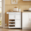 SoBuy FKW45-E-WN, carrello cucina con prese, 75x37,6x86,5 cm, cucina e caffè | Mobile cucina salvaspazio con portabottiglie e piedini intercambiabili, carrello cucina con ruote e piano , MDF/PB