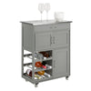 SoBuy FKW45-HG Mobile Cucina Salvaspazio con Ruote Carrello Cucina con Cassetti e Portabottiglie, Mobiletto Credenza credenza cucina per Cucina o Sala da Pranzo, Grigio Chiaro 67x86x38cm