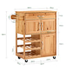 SoBuy FKW45-N, Mobile Cucina Salvaspazio in Legno Massello con Ruote – Carrello Cucina con Cassetti e Portabottiglie, Mobiletto Credenza per Cucina o Sala da Pranzo Colore Naturale 66×38×86 cm