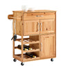 SoBuy FKW45-N, Mobile Cucina Salvaspazio in Legno Massello con Ruote – Carrello Cucina con Cassetti e Portabottiglie, Mobiletto Credenza per Cucina o Sala da Pranzo Colore Naturale 66×38×86 cm