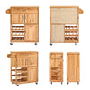 SoBuy FKW45-N, Mobile Cucina Salvaspazio in Legno Massello con Ruote – Carrello Cucina con Cassetti e Portabottiglie, Mobiletto Credenza per Cucina o Sala da Pranzo Colore Naturale 66×38×86 cm