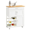 SoBuy FKW45-WN Mobile Cucina Salvaspazio con Ruote Carrello Cucina con Cassetti e Portabottiglie, Mobiletto Credenza credenza cucina per Cucina o Sala da Pranzo, Bianco 67x86x38cm
