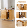 SoBuy FKW70-N Carrello Cucina con Ruote Isola Cucina con Piano di Lavoro in Acciaio Inox, 4 Cassetti e Ripiani Regolabili Mobile Salvaspazio per Mobili da Cucina Naturale 115 x 46 x 92 cm