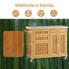SoBuy FKW70-N Carrello Cucina con Ruote Isola Cucina con Piano di Lavoro in Acciaio Inox, 4 Cassetti e Ripiani Regolabili Mobile Salvaspazio per Mobili da Cucina Naturale 115 x 46 x 92 cm