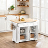 SoBuy FKW71-II-WN Carrello Cucina con Ruote, Isola Cucina con Piano di Lavoro Estensibile, 2 Cassetti e Ripiani Regolabili Mobile Salvaspazio per Mobili da Cucina, Bianco, 115 x (46-71) x 92 cm