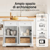 SoBuy FKW71-II-WN Carrello Cucina con Ruote, Isola Cucina con Piano di Lavoro Estensibile, 2 Cassetti e Ripiani Regolabili Mobile Salvaspazio per Mobili da Cucina, Bianco, 115 x (46-71) x 92 cm