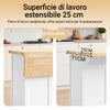 SoBuy FKW71-II-WN Carrello Cucina con Ruote, Isola Cucina con Piano di Lavoro Estensibile, 2 Cassetti e Ripiani Regolabili Mobile Salvaspazio per Mobili da Cucina, Bianco, 115 x (46-71) x 92 cm