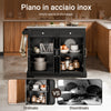 SoBuy Credenza cucina nera con piano in acciaio 115x71x92cm FKW71-II-SCH