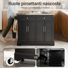 SoBuy Credenza cucina nera con piano in acciaio 115x71x92cm FKW71-II-SCH