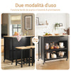 SoBuy FKW74-SCH Mobile Cucina Salvaspazio Carrello Cucina con Ruote Credenza Cucina Mobiletto Cucina Dispensa Isola Cucina Mobile Cucina con Cassetti Piano in Legno Nero 98x94x58 cm