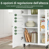 SoBuy FKW75-WN mobile cucina salvaspazio con ruote – Carrello da cucina compatto con credenza bassa e piano di lavoro – Madia cucina con anta singola e ripiano laterale, 60x92x45cm, bianco
