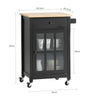 SoBuy FKW98-SCH Credenza cucina legno Carrello cucina con ruote in stile americano antico piano in legno massello di hevea nero L63*P46*A88 cm
