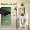 SoBuy FRG109-II-SCH Appendiabiti Telescopico, Stand Appendiabiti Robusto, Guardaroba Aperto Regolabile con Barre Appendiabiti per Camera da Letto, Cabina Armadio, Nero