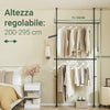 SoBuy FRG109-II-SCH Appendiabiti Telescopico, Stand Appendiabiti Robusto, Guardaroba Aperto Regolabile con Barre Appendiabiti per Camera da Letto, Cabina Armadio, Nero