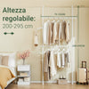SoBuy FRG109-II-W Telescopic Appendiabiti da Terra, Robusto Stand Appendiabiti con Aste, Armadio Aperto Regolabile per Camera da Letto, Porta Abiti Bianco