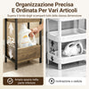 SoBuy FRG226-H-F Mobiletto Bagno Salvaspazio Stretto con 4 Ripiani - Mobile Bagno Salvaspazio Design Industriale 20 cm Larghezza Scaffale per WC e Lavanderia in Legno e Metallo