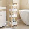 SoBuy FRG226-H-WN, Mobiletto Bagno Salvaspazio Stretto con 4 Ripiani - Mobile Bagno Salvaspazio 20 cm Larghezza Scaffale per WC e Lavanderia in Legno Bianco et Naturale
