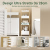 SoBuy FRG226-H-WN, Mobiletto Bagno Salvaspazio Stretto con 4 Ripiani - Mobile Bagno Salvaspazio 20 cm Larghezza Scaffale per WC e Lavanderia in Legno Bianco et Naturale