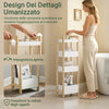 SoBuy FRG226-H-WN, Mobiletto Bagno Salvaspazio Stretto con 4 Ripiani - Mobile Bagno Salvaspazio 20 cm Larghezza Scaffale per WC e Lavanderia in Legno Bianco et Naturale