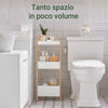 SoBuy FRG226-WN Mobiletto Bagno Salvaspazio con 3 Ripiani Robusti – Mensole per Bagno Stretto, Armadietto in MDF fino a 30kg bianco/rovere per piccoli bagni 28x20x74cm