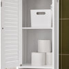 SoBuy FRG236-WN Mobile Colonna Bagno Salvaspazio Armadio Alto con 2 Ante, 1 Cassetto e Ripiano Aperto Mobiletto Bagno per Lavanderia WC o Cucina 32x170x30cm