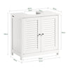 SoBuy FRG237-II-W Mobile Sottolavabo per Bagno, Mobiletto Bagno con Mensole Regolabili, Mobile Base per Lavabo in MDF, Antimuffa con Porta a Lamelle, per lavabo a terra, Bianco, 60x58x35cm