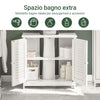 SoBuy FRG237-II-W Mobile Sottolavabo per Bagno, Mobiletto Bagno con Mensole Regolabili, Mobile Base per Lavabo in MDF, Antimuffa con Porta a Lamelle, per lavabo a terra, Bianco, 60x58x35cm