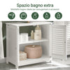 SoBuy FRG237-W Mobile Sottolavabo per Bagno, Mobiletto Bagno con Mensole Regolabili, Mobile Base per Lavabo in MDF, Antimuffa con Porta a Lamelle, per lavabo a muro, Bianco, 60x58x35cm