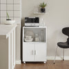 SoBuy FRG241-W Mobile Cucina Salvaspazio con Ante e Ripiano Regolabile – Carrello con Ruote Compatto per Microonde, Stampa o Caffè – Credenza Cucina Moderna Bianca 92x59x40 cm