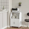 SoBuy FRG241-W Mobile Cucina Salvaspazio con Ante e Ripiano Regolabile – Carrello con Ruote Compatto per Microonde, Stampa o Caffè – Credenza Cucina Moderna Bianca 92x59x40 cm