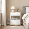 SoBuy FRG258-II-E-W, Comodino con 4-in-1 stazione di ricarica e 2 cassetti, 45x38x55,5 cm | Piccolo tavolino da letto salvaspazio per adulti e adolescenti, Bianco, per camera da letto e soggiorno
