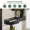 SoBuy FRG43-SCH Mensola da Muro con 2 Cassetti - mensole da parete per Ingresso, Soggiorno e Camera - Nero 64x15x10cm