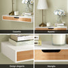 SoBuy FRG93-WN Mensola a Parete con Cassetto - Mensola Galleggiante Moderna per Ingresso, Soggiorno & Camera - Bianco & Naturale 60x24x8cm