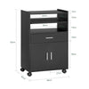 SoBuy FSB09-SCH Carrello con Ruote e Piano Estraibile Mobiletto Salvaspazio per Microonde con Cassetto, Ripiani e Ante Mobile Cucina Nero 92x59x40cm per Cucina, Ufficio o Sala da Pranzo