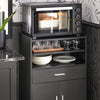 SoBuy FSB09-SCH Carrello con Ruote e Piano Estraibile Mobiletto Salvaspazio per Microonde con Cassetto, Ripiani e Ante Mobile Cucina Nero 92x59x40cm per Cucina, Ufficio o Sala da Pranzo