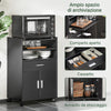 SoBuy FSB09-SCH Carrello con Ruote e Piano Estraibile Mobiletto Salvaspazio per Microonde con Cassetto, Ripiani e Ante Mobile Cucina Nero 92x59x40cm per Cucina, Ufficio o Sala da Pranzo