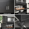 SoBuy FSB09-SCH Carrello con Ruote e Piano Estraibile Mobiletto Salvaspazio per Microonde con Cassetto, Ripiani e Ante Mobile Cucina Nero 92x59x40cm per Cucina, Ufficio o Sala da Pranzo