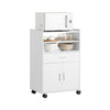 SoBuy FSB09-W Carrello da Cucina con Ruote e Piano Estraibile Mobiletto Salvaspazio per Microonde con Cassetto, Ripiani e Ante Mobile Cucina Bianco 92x59x40cm per Cucina, Ufficio o Sala da Pranzo