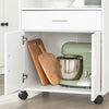 SoBuy FSB09-W Carrello da Cucina con Ruote e Piano Estraibile Mobiletto Salvaspazio per Microonde con Cassetto, Ripiani e Ante Mobile Cucina Bianco 92x59x40cm per Cucina, Ufficio o Sala da Pranzo