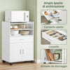SoBuy FSB09-W Carrello da Cucina con Ruote e Piano Estraibile Mobiletto Salvaspazio per Microonde con Cassetto, Ripiani e Ante Mobile Cucina Bianco 92x59x40cm per Cucina, Ufficio o Sala da Pranzo