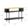 SoBuy Consolle Ingresso Tavolo Consolle Salvaspazio in Legno Chiaro e Metallo Nero, Mobile Ingresso Moderno con Ripiani, Stile Industriale per Corridoio, Soggiorno o Ufficio 110×39×76 cm FSB102-SCH