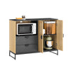 SoBuy FSB103-N mobile cucina salvaspazio, mobiletto cucina – credenza cucina e madia soggiorno con vano microonde Ø6cm, 2 cassetti, anta a lamelle, ripiano regolabile, gambe in metallo, 107×40×85 cm