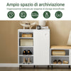 SoBuy FSB62-W Mobile Ingresso Credenza Soggiorno Salvaspazio con Anta Scorrevole, Mobile da Cucina, Mobiletto Moderno in Legno con Gambe in Bambù, Design Elegante e Stabile, Bianco, 70x37x87cm