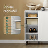 SoBuy FSB62-W Mobile Ingresso Credenza Soggiorno Salvaspazio con Anta Scorrevole, Mobile da Cucina, Mobiletto Moderno in Legno con Gambe in Bambù, Design Elegante e Stabile, Bianco, 70x37x87cm