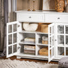 SoBuy FSB77-W Mobile da cucina Isola cucina con anta in vetro Credenza buffet Bianco119x40x90cm