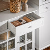 SoBuy FSB77-W Mobile da cucina Isola cucina con anta in vetro Credenza buffet Bianco119x40x90cm