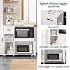 SoBuy FSB78-W Carrello da Cucina, Isola Cucina con Ruote, Mobili da Cucina, Supporto per Microonde, Carrello Mobile per Sala da Pranzo e Ufficio 88,5 x 40 x 89 cm Bianco