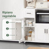 SoBuy FSB78-W Carrello da Cucina, Isola Cucina con Ruote, Mobili da Cucina, Supporto per Microonde, Carrello Mobile per Sala da Pranzo e Ufficio 88,5 x 40 x 89 cm Bianco