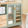 SoBuy FSB81-GR Credenza Cucina Moderna 120 cm con Ripiano per Microonde e Portabottiglie - Mobiletto da Cucina con Ante in Vetro - Mobile Salvaspazio per Sala da Pranzo o Ingresso 120x90x40cm Verde